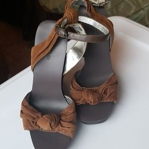 Bebe size 5 Women's Brown Suede leather Wedge Heel